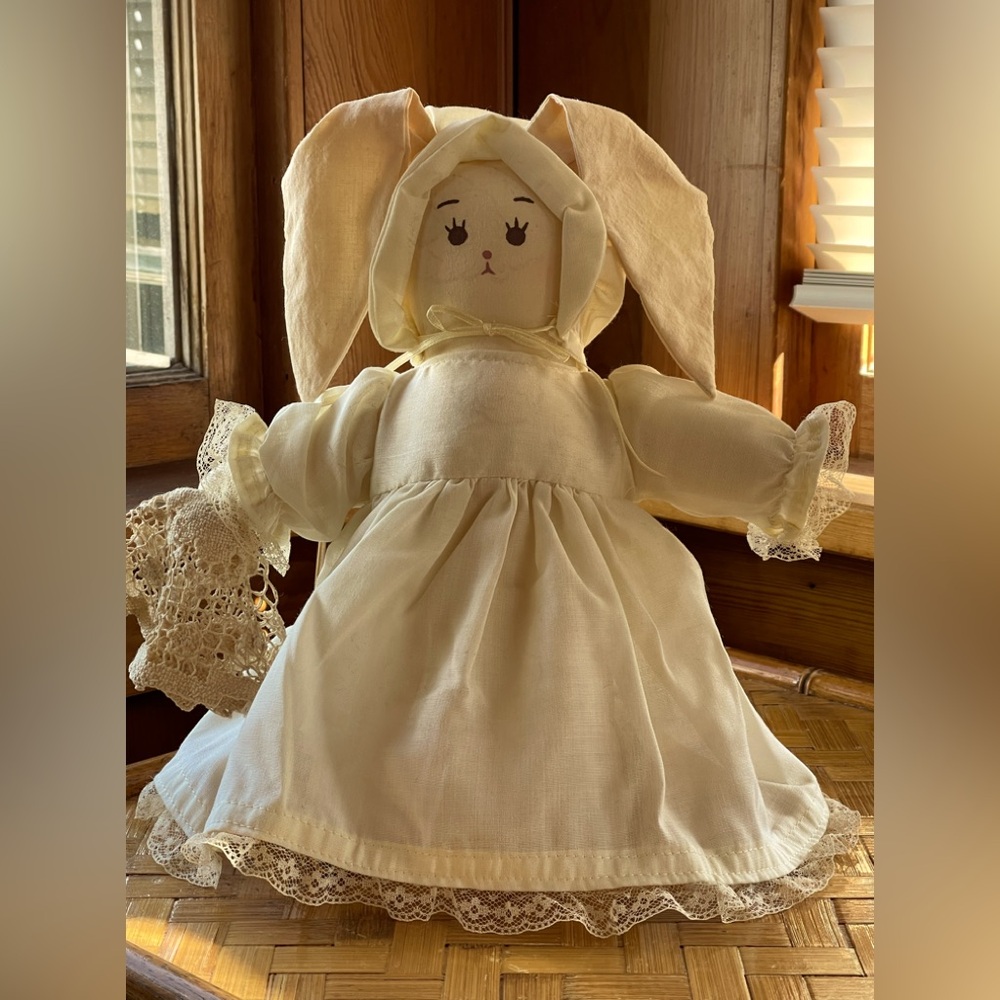 Folk art vintage bunny rag doll handmade - Picture 1 of 8